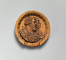 Game piece with two noblemen in profile, Boxwood, walnut, German