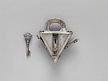Padlock and key, André Omereler, Steel, partially gilded brass, Southern German