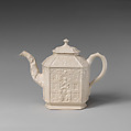 Teapot in the form of a house, Salt-glazed stoneware, British, Staffordshire