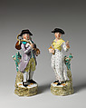 Harvester and woman companion, Lead-glazed earthenware, British, Leeds