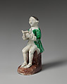 Figure of a man reading, Style of Whieldon type, Lead-glazed earthenware, British, Staffordshire