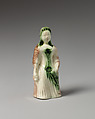 Pair of standing women, Style of Whieldon type, Lead-glazed earthenware, British, Staffordshire