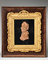Mrs. Mary Chatham, T. R. Poole (active 1799, died ca. 1821), Pink wax on glass painted black; frame: gold wood within shadow box covered in brown velvet, with glass, British