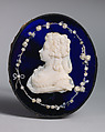 Queen Charlotte, Ivory mounted on blue glass oval, British