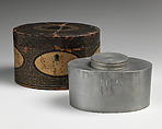 Tea caddy, Lacquer; pewter, British