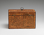 Tea caddy, Straw on wood, silver paper, probably British