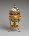 Pair of cassolettes, Willliam Hopkins Croft (British, ca. 1730–1811 London), Enamel on copper, gilt bronze, British, London