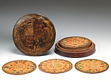Trencher (one of a set), Oak and sycamore woods, painted, silvered and yellow varnished; inscription: ink (animal or vegetable), British