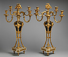 Pair of candelabra, Marble, gilded and painted bronze, French