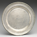 Set of four plates (part of a set), Robert L. Bush, Pewter, British, Bristol