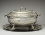 Tureen with cover and tray, Thomas Alderson (ca. 1790–1825), Pewter, British, London
