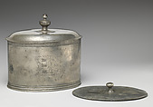 Tobacco box with crest of Eyre family, Pewter, British