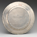Set of four plates (part of a set), Robert L. Bush, Pewter, British, Bristol
