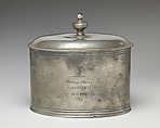 Tobacco box with crest of Eyre family, Pewter, British