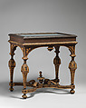 Display table, Deal, painted to imitate walnut, with gilded carving, British
