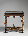 Display table, Deal, painted to imitate walnut, with gilded carving, British