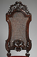 Chair (one of a set of six), Walnut, caning; velvet not original to frame, British