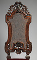 Chair (one of a set of six), Walnut, caning; velvet not original to frame, British