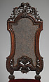 Chair (one of a set of six), Walnut, caning; velvet not original to frame, British