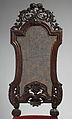 Chair (one of a set of six), Walnut, caning; velvet not original to frame, British