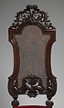Chair (one of a set of six), Walnut, caning; velvet not original to frame, British