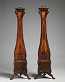 Pair of pedestals, Boxwood veneer, inlaid with colored wood, British