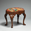 Pair of stools, Walnut, needlework, British