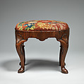 Pair of stools, Walnut, needlework, British