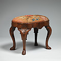 Pair of stools, Walnut, needlework, British