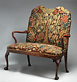 Settee, Frame: walnut; cover: wool tent stitch on canvas, British or Irish