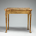Card table, Oak; carved and gilded gesso; lined with modern felt; iron fittings, British