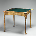 Card table, Oak; carved and gilded gesso; lined with modern felt; iron fittings, British