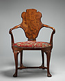Armchair, Walnut, oak; walnut  veneer, British