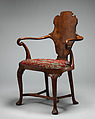 Armchair, Walnut, oak; walnut  veneer, British