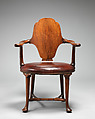 Armchair, Walnut; oak and walnut veneer, British