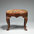 Pair of stools, Walnut, needlework, British