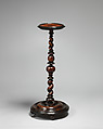 Pair of candlestands, Walnut, assorted woods, British