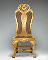 Side chair, Walnut, decorated with carved gesso, gilt, British