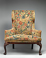 Wing chair, Mahogany, mahogany veneer, British
