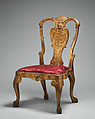 Side chair, Gilded gesso on walnut, British