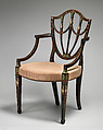 Pair of armchairs, Painted beechwood, British