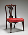 Side chair (one of a set of fourteen), Robert Adam (British, Kirkcaldy, Scotland 1728–1792 London), Mahogany, covered in modern red morocco leather, British