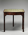 Card table, Mahogany, with deal and oak; green damask, British