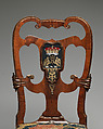 Pair of side chairs, Attributed to Thomas How (British, active 1710–33), Walnut and walnut veneer, parcel-gilt, the seat rails of beech; gilded lead mounts on the knees and front rail; verre églomisé panel mounted on the splat; covered in contemporary tent stitch embroidery on canvas needlework not original to the chair, British