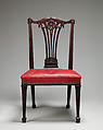 Side chair (one of a set of fourteen), Robert Adam (British, Kirkcaldy, Scotland 1728–1792 London), Mahogany, covered in modern red morocco leather, British