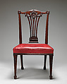Side chair (one of a set of fourteen), Robert Adam (British, Kirkcaldy, Scotland 1728–1792 London), Mahogany, covered in modern red morocco leather, British