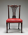 Side chair (one of a set of fourteen), Robert Adam (British, Kirkcaldy, Scotland 1728–1792 London), Mahogany, covered in modern red morocco leather, British