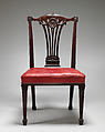 Side chair (one of a set of fourteen), Robert Adam (British, Kirkcaldy, Scotland 1728–1792 London), Mahogany, covered in modern red morocco leather, British