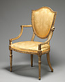 Armchair, Beechwood, painted white and gilt, British