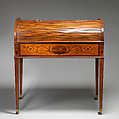 Desk or writing table, Satinwood, inlaid, British